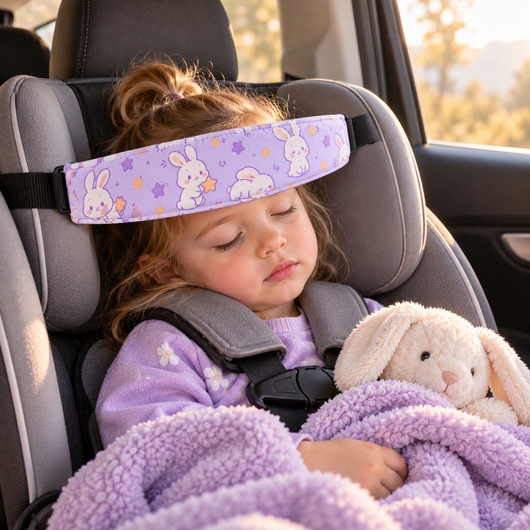 Head support strap in the car seat